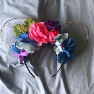 Mickey Mouse Ears Rose Gold Wired Floral One Size